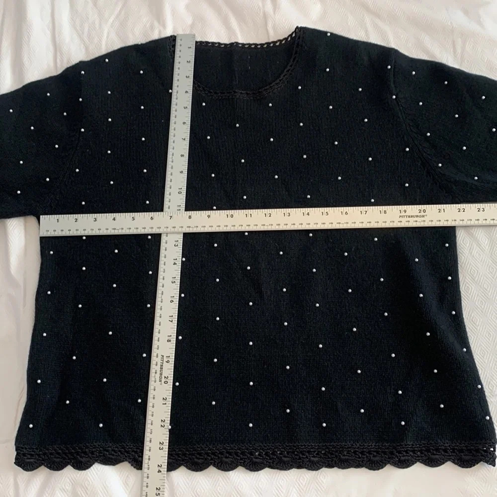 Christopher and Banks Silk Rabbit Angora Ditsy Pearl Dot Black Sweater Med/Large - Picture 11 of 13